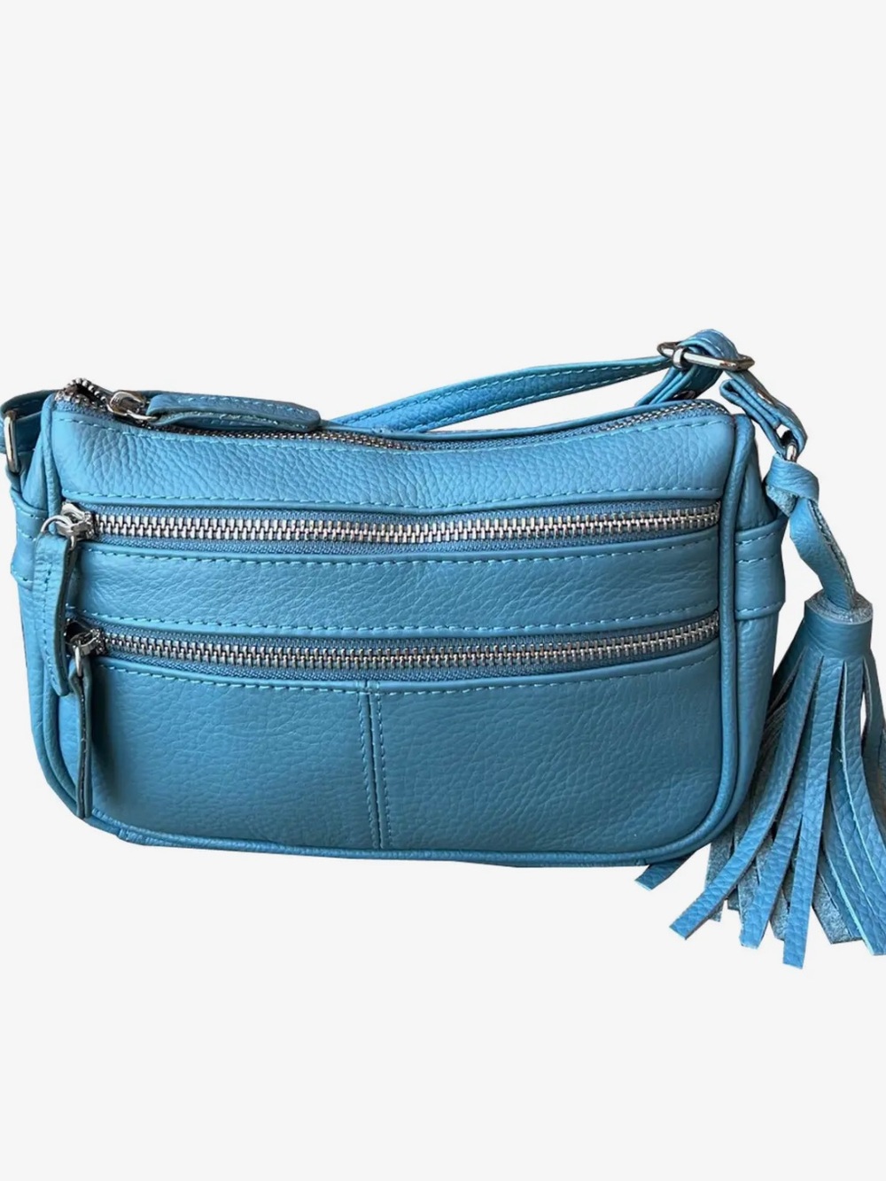 Blue Teal Crossbody with Front Zippers LEATHER BAG MULTI COLOR LISTING